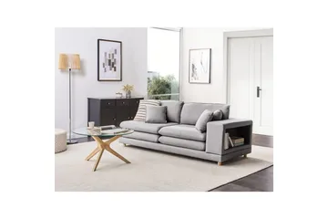 2-sitssoffa Beliani Heden Beige/ljust trä NO_BRAND Grey||Light colored wood - Møbler - Sofaer - 2 seter sofa