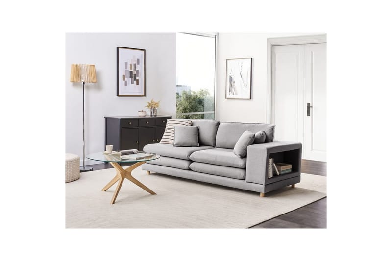 2-sitssoffa Beliani Heden Beige/ljust trä NO_BRAND Grey||Light colored wood - Møbler - Sofaer - 2 seter sofa