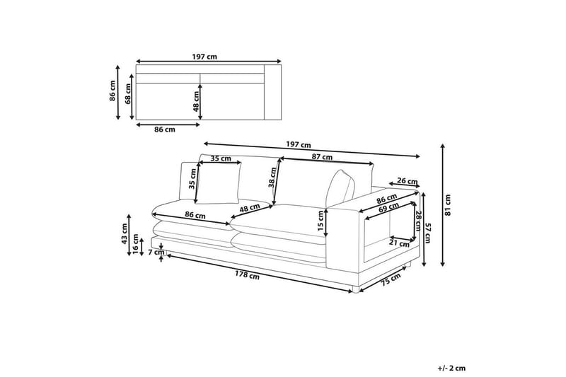 2-sitssoffa Beliani Heden Beige/ljust trä NO_BRAND Grey||Light colored wood - Møbler - Sofaer - 2 seter sofa