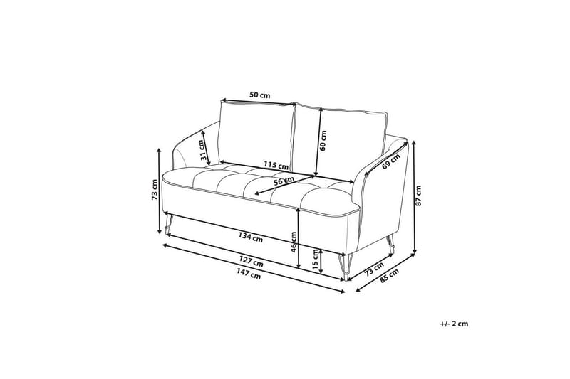 2-sitssoffa Beliani Hobro Brun, Svart NO_BRAND Grey - Grå - Møbler - Sofaer - 2 seter sofa