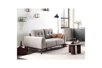 2-sitssoffa Beliani Laurila Beige, mörkt trä Grey||Dark colored wood - Møbler - Sofaer - 2 seter sofa