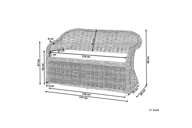 2-sitssoffa Beliani Susua Nature - Hagemøbler & utemiljø - Utesofa - Hagesofa & hagebenk