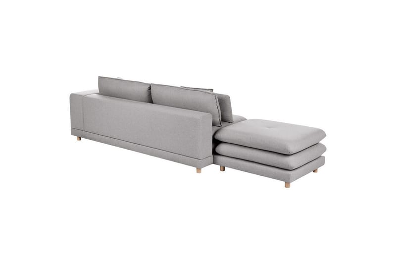 2-sitssoffa med fotpall Beliani Heden Beige/ljust trä Grey||Light colored wood - Møbler - Sofaer - 2 seter sofa