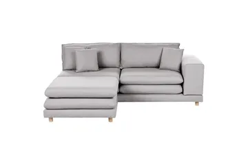 2-sitssoffa med fotpall Beliani Heden Beige/ljust trä Grey||Light colored wood - Møbler - Sofaer - 2 seter sofa