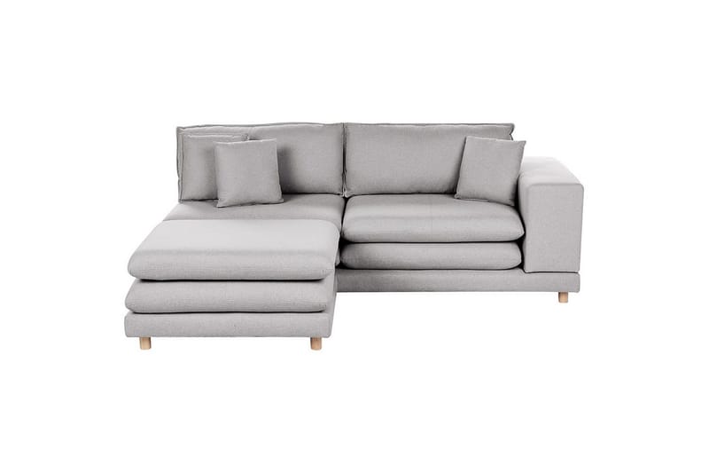 2-sitssoffa med fotpall Beliani Heden Beige/ljust trä Grey||Light colored wood - Møbler - Sofaer - 2 seter sofa