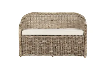 2-sitssoffa med fotpall Beliani Susua Nature||White - Hagemøbler & utemiljø - Utesofa - Hagesofa & hagebenk