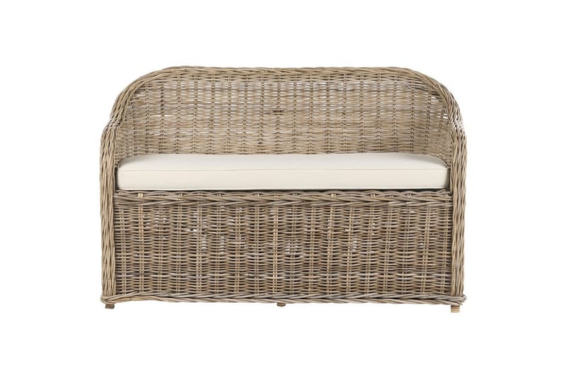 2-sitssoffa med fotpall Beliani Susua Nature||White - Hagemøbler & utemiljø - Utesofa - Hagesofa & hagebenk