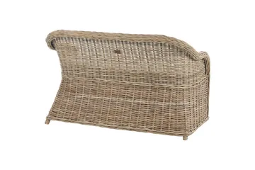 2-sitssoffa med fotpall Beliani Susua Nature||White - Hagemøbler & utemiljø - Utesofa - Hagesofa & hagebenk
