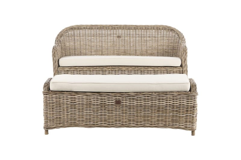 2-sitssoffa med fotpall Beliani Susua Nature||White - Hagemøbler & utemiljø - Utesofa - Hagesofa & hagebenk