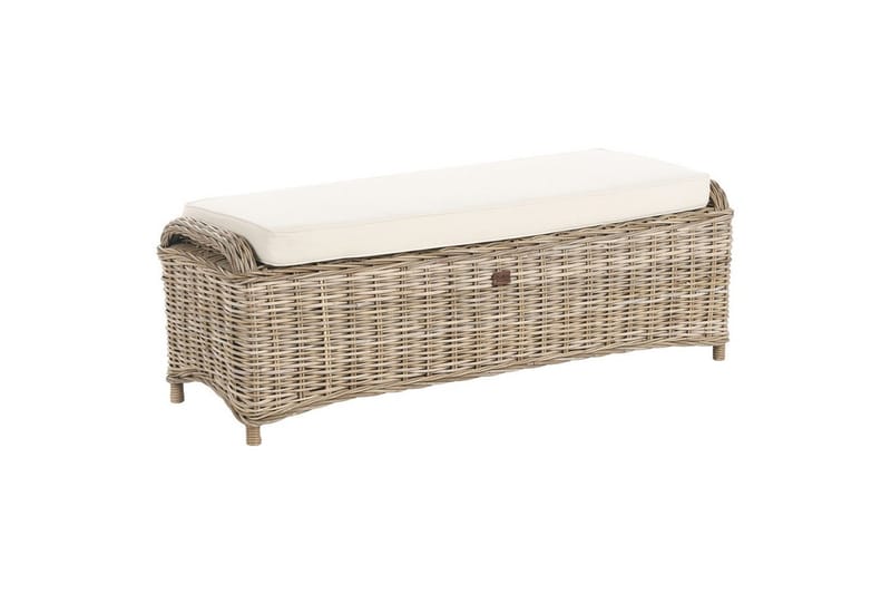 2-sitssoffa med fotpall Beliani Susua Nature||White - Hagemøbler & utemiljø - Utesofa - Hagesofa & hagebenk