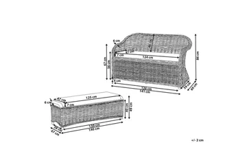 2-sitssoffa med fotpall Beliani Susua Nature||White - Hagemøbler & utemiljø - Utesofa - Hagesofa & hagebenk