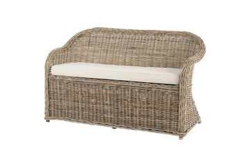 2-sitssoffa med fotpall Beliani Susua Nature||White - Hagemøbler & utemiljø - Utesofa - Hagesofa & hagebenk