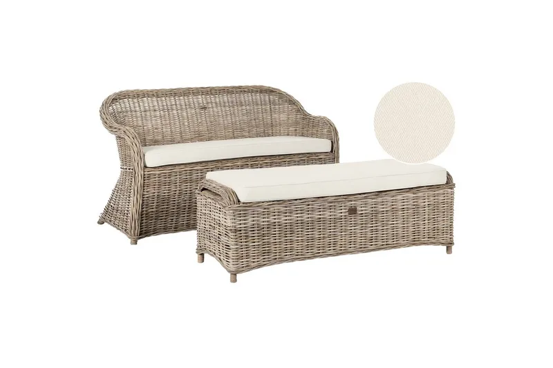 2.5-sitssoffa med fotpall Beliani Susua Nature||Cream white