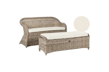 2.5-sitssoffa med fotpall Beliani Susua NO_BRAND Nature||Cream white - Møbler - Sofaer - Sofagrupper