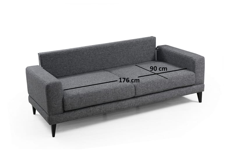 3-Seter Sofa Maner - Grå - 3 seter sofa