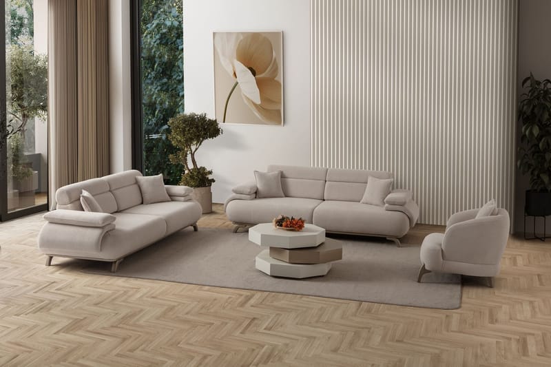 3-seters sofa Atelier Del Sofa Bonjo Silver (246 x 81 x 97 cm) Beige - Beige - Møbler - Sofaer - 3 seter sofa