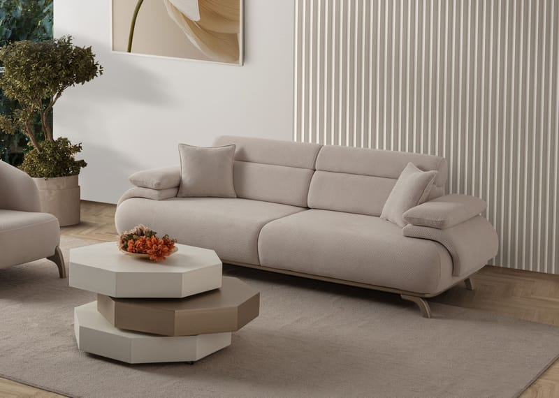 3-seters sofa Atelier Del Sofa Bonjo Silver (246 x 81 x 97 cm) Beige - Beige - Møbler - Sofaer - 3 seter sofa