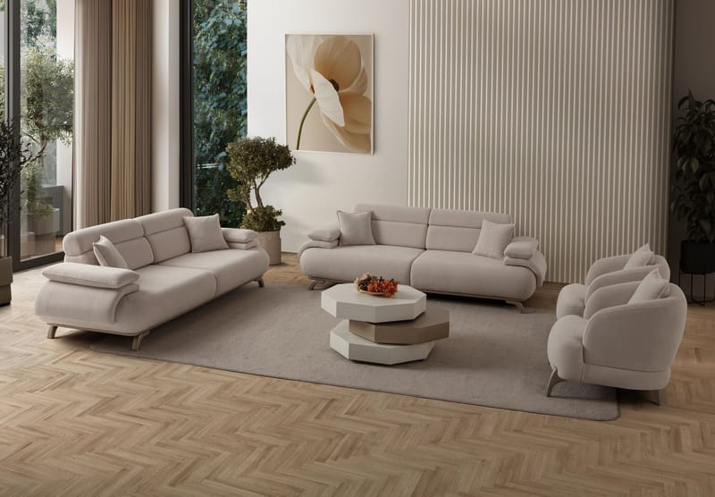 3-seters sofa Atelier Del Sofa Bonjo Silver (246 x 81 x 97 cm) Beige - Beige - Møbler - Sofaer - 3 seter sofa