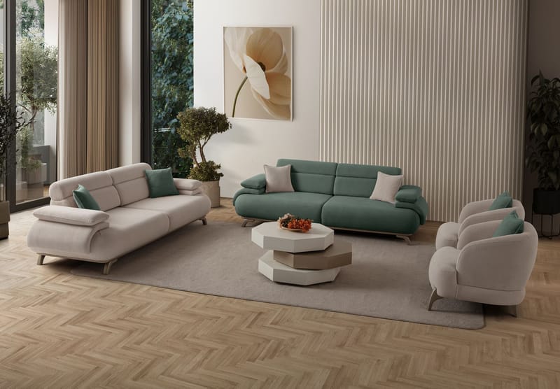 3-seters sofa Atelier Del Sofa Bonjo Silver (246 x 81 x 97 cm) Grønn - Grønn - Møbler - Sofaer - 3 seter sofa