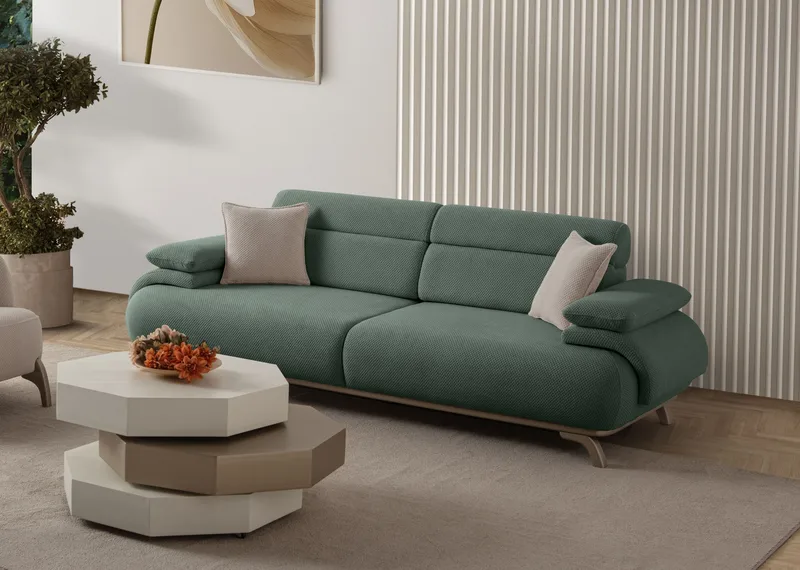 3-seters sofa Atelier Del Sofa Bonjo Silver (246 x 81 x 97 cm) Grønn - Grønn - Møbler - Sofaer - 3 seter sofa