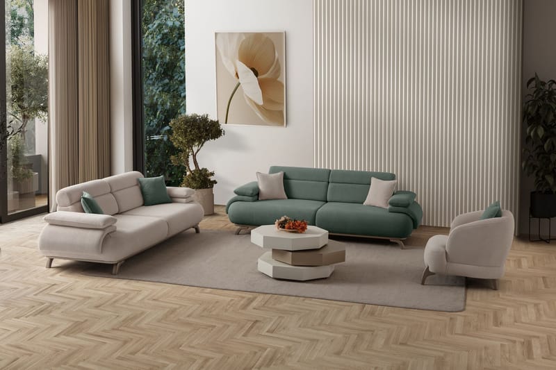 3-seters sofa Atelier Del Sofa Bonjo Silver (246 x 81 x 97 cm) Grønn - Grønn - Møbler - Sofaer - 3 seter sofa