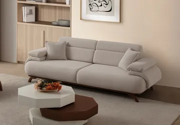 3-seters sofa Atelier Del Sofa Bonjo Walnut (246 x 81 x 97 cm) Beige - Beige - Møbler - Sofaer - 3 seter sofa