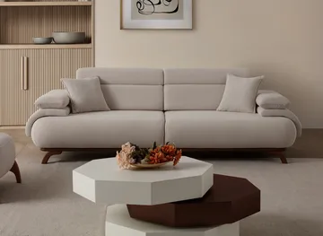 3-seters sofa Atelier Del Sofa Bonjo Walnut (246 x 81 x 97 cm) Beige - Beige - Møbler - Sofaer - 3 seter sofa