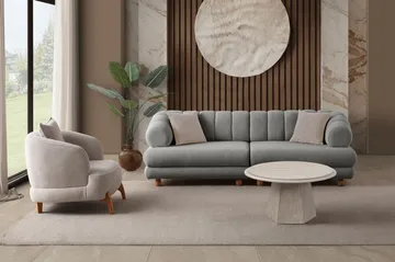 3-seters sofa Atelier Del Sofa Gloria (240 x 80 x 95 cm) Grå - Grå - Møbler - Sofaer - 3 seter sofa