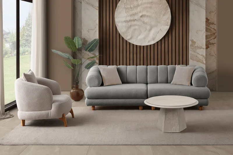 3-seters sofa Atelier Del Sofa Gloria (240 x 80 x 95 cm) Grå - Grå - Møbler - Sofaer - 3 seter sofa