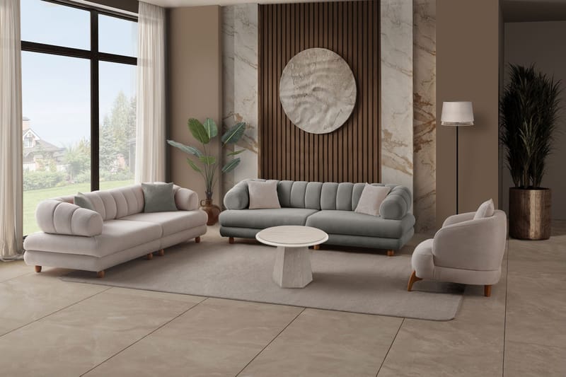 3-seters sofa Atelier Del Sofa Gloria (240 x 80 x 95 cm) Grå - Grå - Møbler - Sofaer - 3 seter sofa