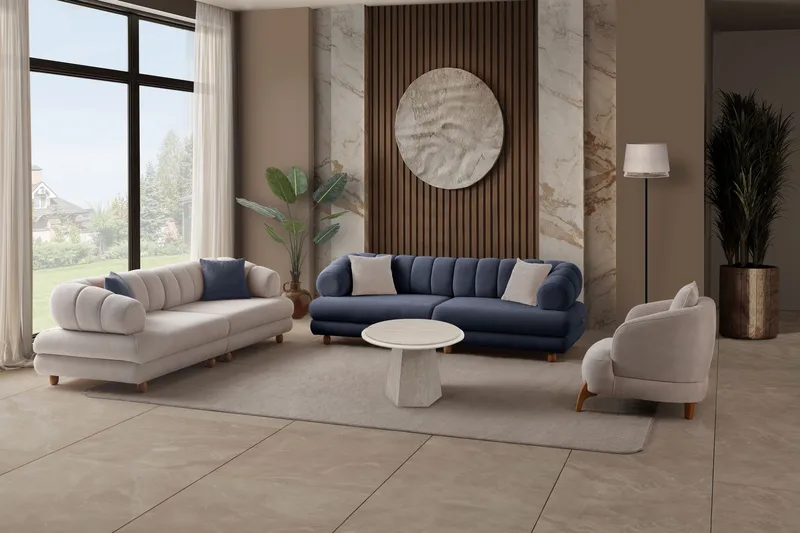 3-seters sofa Atelier Del Sofa Gloria (240 x 80 x 95 cm) Navy Blue - Navy Blue - Møbler - Sofaer - 3 seter sofa