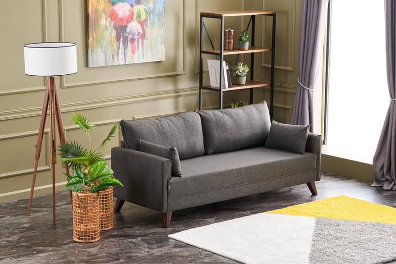 3-seters sofa Burundi - Antrasitt / Natur - 3 seter sofa