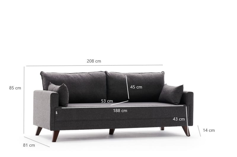 3-seters sofa Burundi - Antrasitt / Natur - 3 seter sofa