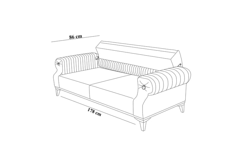 3-seters Sofa Caleta - Antrasitt / Natur - 3 seter sofa