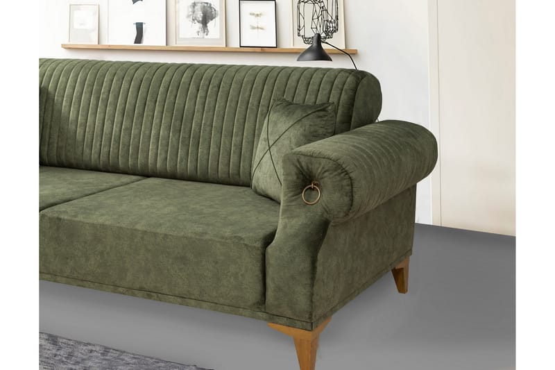 3-seters Sofa Caleta - Grønn/Natur - 3 seter sofa