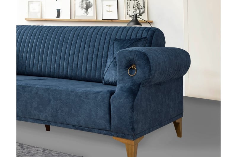 3-seters Sofa Caleta - Mørkeblå/Natur - 3 seter sofa
