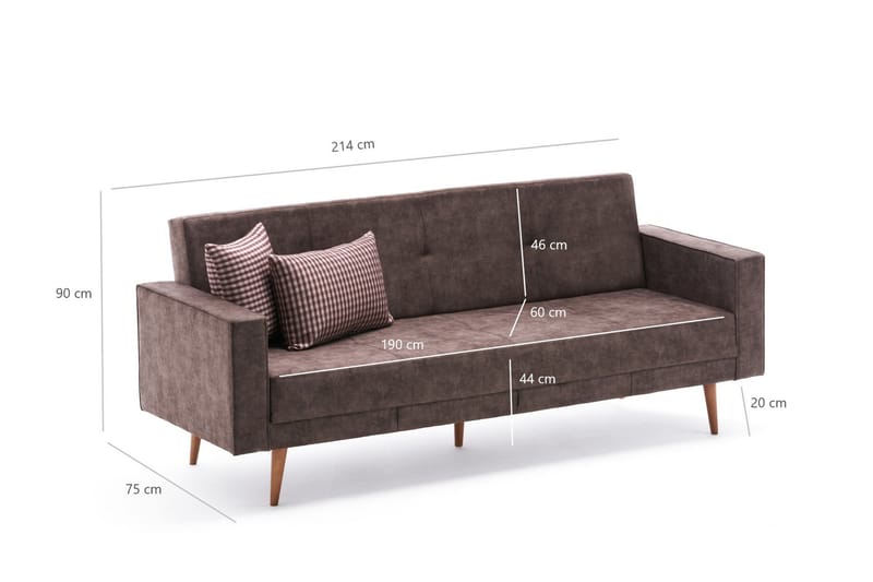 3-seters Sofa Kenya - Brun/Natur - 3 seter sofa