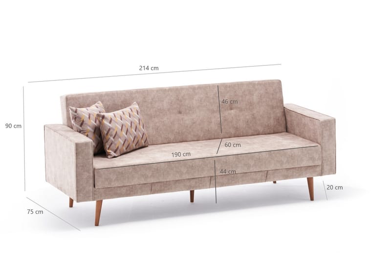 3-seters sofa Kenya - Kremhvit/Natur - 3 seter sofa
