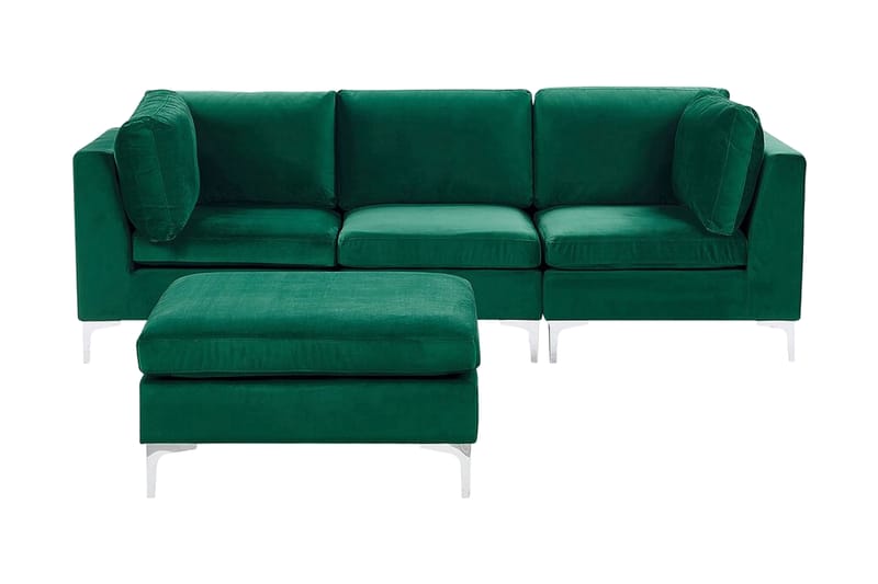 3-seters Sofa Samkom med Fotskammel - Fløyel/Grønn - 3 seter sofa