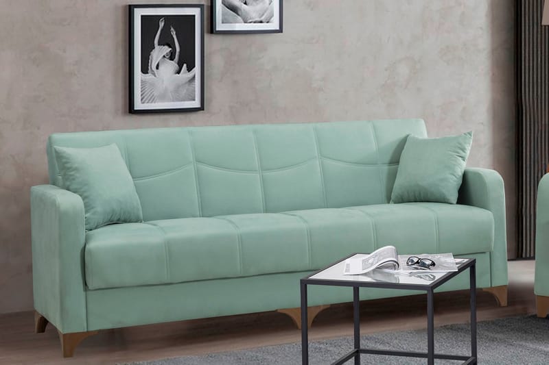 3-seters Sofa Parikota - Grønn/Natur - 3 seter sofa