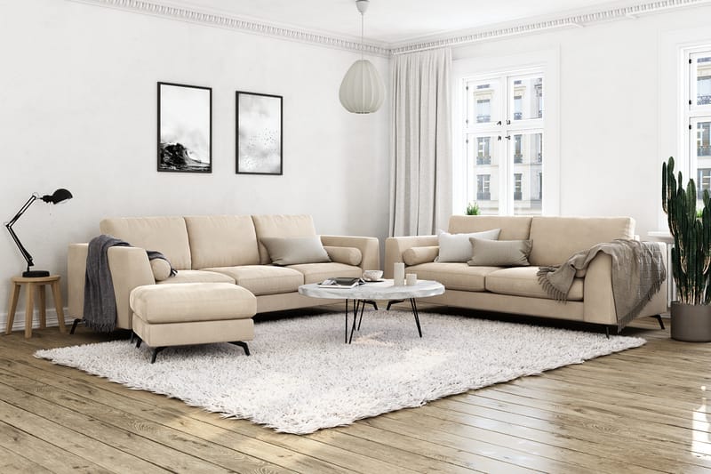 4-seter Sofa Friday Lyx - Beige/Fløyel - Fløyelssofaer - 3 seter sofa