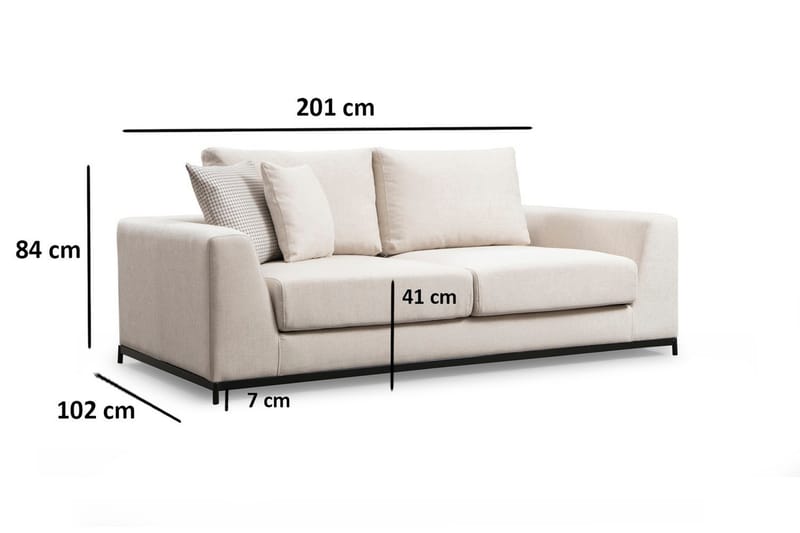 3-seter Sofa Aitze - Beige - 3 seter sofa