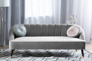 Alsvag 3-seter Kanalstoppet Fløyelssofa med Trebein - Grå - Møbler - Sofaer - 3 seter sofa