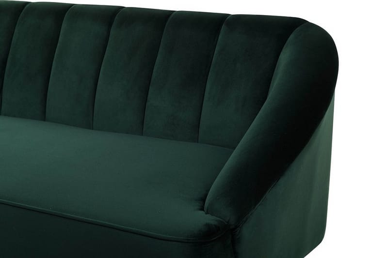 Alsvag 3-seter Kanalstoppet Fløyelssofa med Trebein - Grønn - Møbler - Sofaer - 3 seter sofa