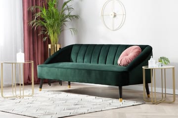 Alsvag 3-seter Kanalstoppet Fløyelssofa med Trebein - Grønn - Møbler - Sofaer - 3 seter sofa
