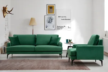 Andary 3-seters Sofa - Grønn/Svart - Møbler - Sofaer - 3 seter sofa