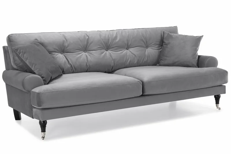 Andrew 3-seters Fløyelssofa - Lys grå - Møbler - Sofaer - Howard-sofaer