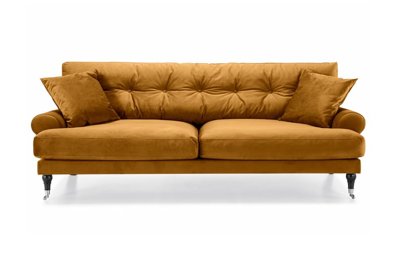 Andrew 3-seters Fløyelssofa, Mørk gul