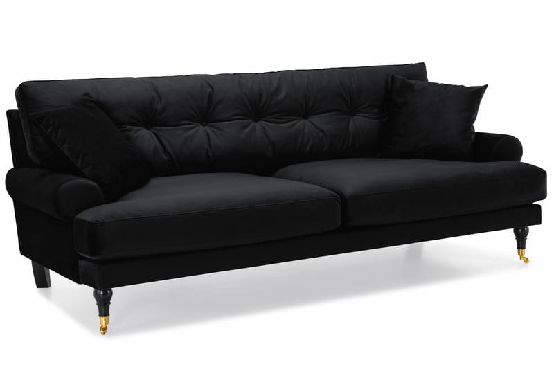 Andrew 3-seters Fløyelssofa - Svart - Møbler - Sofaer - Fløyelssofaer