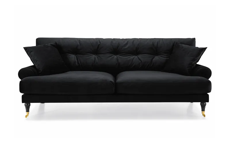 Andrew 3-seters Fløyelssofa - Svart - Møbler - Sofaer - Howard-sofaer